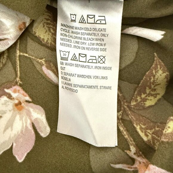 Belle Kim Gravel Women's Med Olive Green Boho VNeck Top w Velvet Trim and Cuff - Picture 6 of 8